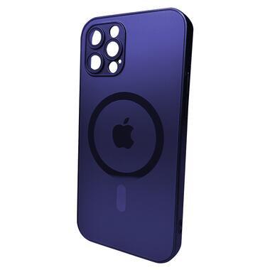 Скляний чохол з MagSafe AG Glass Matt Frame Color MagSafe Logo Apple iPhone 12 Pro Max Deep Purple (AGMattFrameMGiP12PMDPurple) фото №1