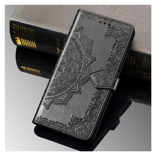 Кожаный чехол-книжка Epik Art Case с визитницей Samsung Galaxy A03s Черный фото №4