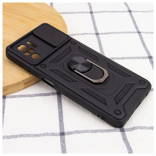 Удароміцний чохол Epik Camshield Serge Ring for Magnet Xiaomi Redmi Note 10 / Note 10s Чорний фото №4