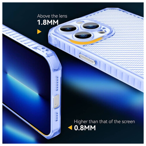 Чохол Epik TPU Ease Carbon color series Apple iPhone 12 Pro (6.1) Синій / Прозорий фото №4