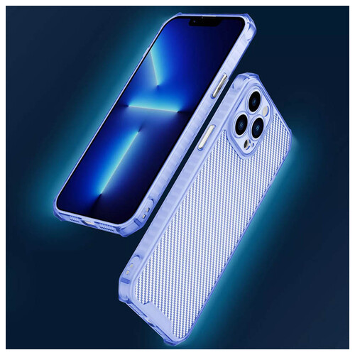 Чохол Epik TPU Ease Carbon color series Apple iPhone 12 Pro (6.1) Синій / Прозорий фото №7