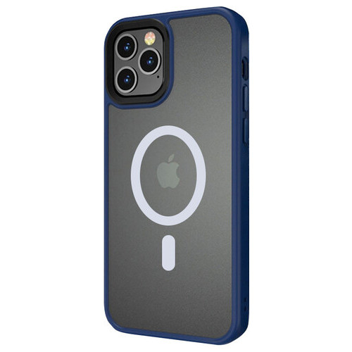 TPU PC чохол Epik Metal Buttons with MagSafe Apple iPhone 12 Pro Max (6.7) Синій фото №2