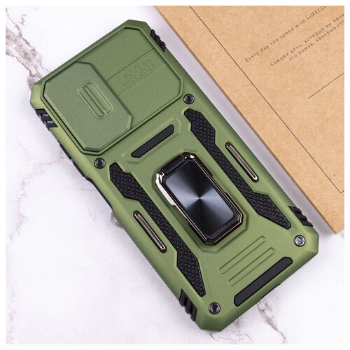 Удароміцний чохол Epik Camshield Army Ring Xiaomi Redmi 9A Оливковий / Army Green фото №4