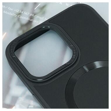 Шкіряний чохол Epik Bonbon Leather Metal Style with MagSafe Apple iPhone 12 Pro Max (6.7) Чорний / Black фото №2