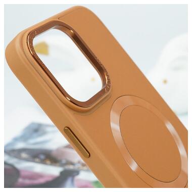 Шкіряний чохол Epik Bonbon Leather Metal Style with MagSafe Apple iPhone 13 (6.1) Коричневий / Brown фото №3