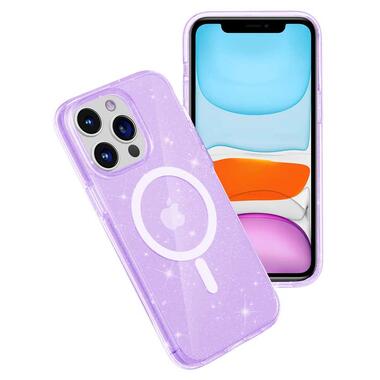 Чохол Epik TPU Galaxy Sparkle (MagFit) Apple iPhone 12 Pro / 12 (6.1) Purple Glitter фото №3