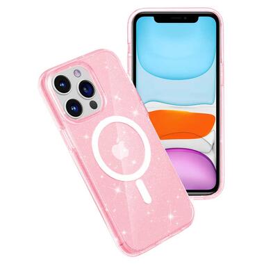 Чехол Epik TPU Galaxy Sparkle (MagFit) Apple iPhone 13 Pro (6.1) Pink+Glitter фото №3