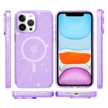 Чехол Epik TPU Galaxy Sparkle (MagFit) Apple iPhone 13 Pro Max (6.7) Purple+Glitter фото №2