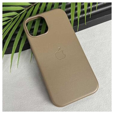 Шкіряний чохол Epik Leather Case (AAA) with MagSafe and Animation Apple iPhone 15 Pro (6.1) Light Brown фото №3