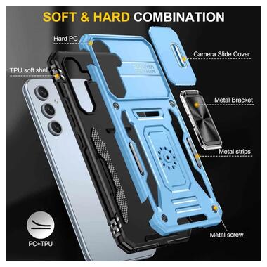 Ударопрочный чехол Epik Camshield Army Ring Samsung Galaxy A57 5G Голубой / Light Blue фото №5