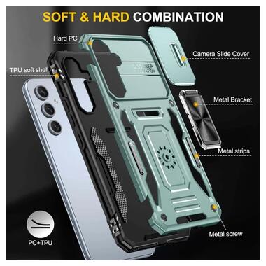 Ударопрочный чехол Epik Camshield Army Ring Samsung Galaxy A57 5G Зеленый / Light Green фото №5