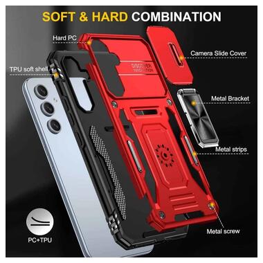 Ударопрочный чехол Epik Camshield Army Ring Samsung Galaxy A57 5G Красный / Red фото №4