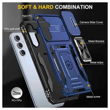 Ударопрочный чехол Epik Camshield Army Ring Samsung Galaxy A57 5G Синий / Navy фото №4