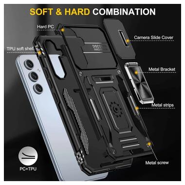 Ударопрочный чехол Epik Camshield Army Ring Samsung Galaxy A57 5G Черный / Black фото №3
