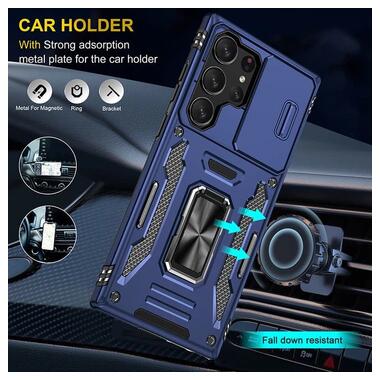 Ударопрочный чехол Epik Camshield Army Ring Samsung Galaxy S23 Ultra Синий / Navy фото №4