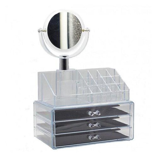 Органайзер для косметики с зеркалом Cosmetic storage box 3 ящика  фото №3