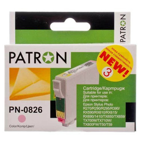 Картридж Patron для Epson T08164, PN-0826, №3 Light Magenta фото №1