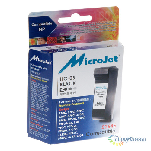 Картридж MicroJet для HP DJ 850C/1600C (51645A) Black (HC-05) фото №1