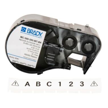 Стрічка для принтера етикеток Brady M4C-500-595-WT-BK 12,70мм х 7,62м, black on white, vinyl (143371) фото №1