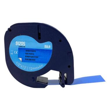 Стрічка для принтера етикеток UKRMARK D-91205-BK/BL, сумісна з DYMO 91205/S0721650, для серії LT. 12мм х 4м. black on синьому (D-91205-BK/BL) фото №1
