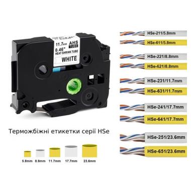 Стрічка для принтера етикеток UKRMARK трубка термозбіжна сумісна з HSE-231, 11,7мм х 1,5м, black on white (CBHS231_) фото №2