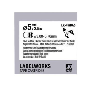 Стрічка для принтера етикеток UKRMARK трубка термозбіжна сумісна з LK4WBA5, 9мм х 2,5м, black on white (LK4WBA5_) фото №2