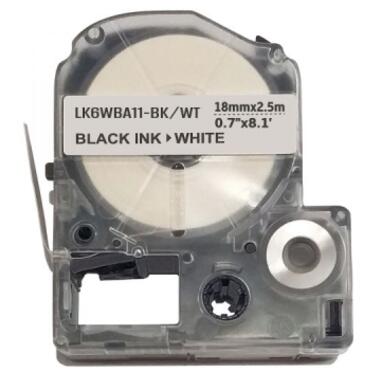 Стрічка для принтера етикеток UKRMARK трубка термозбіжна сумісна з LK6WBA11, 18мм х 2,5м, black on white (LK6WBA11_) фото №1