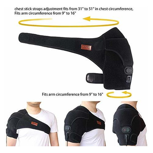 Масажер для плеча Creatrill Massaging Heated Shoulder Wrap Brace, Shoulder Heat Therapy Wrap Heating Pad для полегшення м’язового болю, замороженого плеча, бурситу, тендиніту, ротаційної манжети фото №3