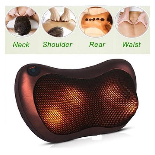 Массажер SUNROZ Neck Massager Pillow массажная подушка для области шеи и головы Коричневый (1304_2) фото №4