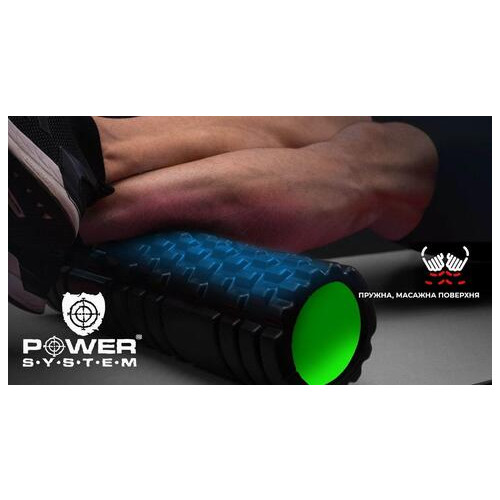 Масажний ролик Power System Fitness Foam Roller PS-4050 Black/Green фото №5