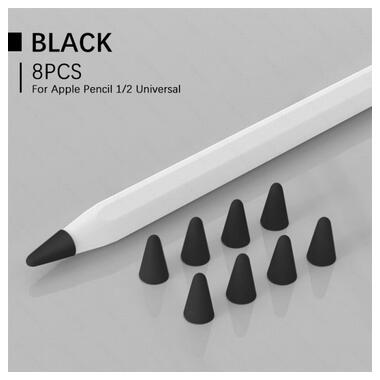 Чохол TPU Goojodoq для наконечника стілус Apple Pencil (1-2 покоління) (8шт) Black (1005001835985075B) фото №1