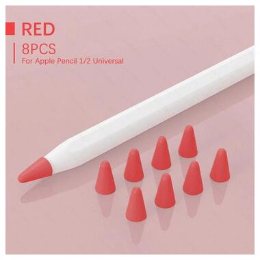 Чохол TPU Goojodoq для наконечника стілус Apple Pencil (1-2 покоління) (8шт) Red (1005001835985075R) фото №1