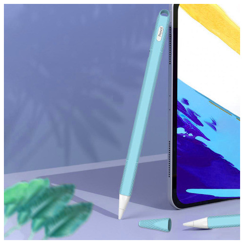 Силіконовий чохол Coteetci Solid синій для Apple Pencil 2 (CS7082-QB) фото №2
