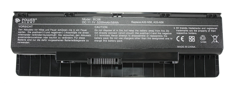 Аккумулятор для ноутбука Asus A32-N56 11.1V Black 5200mAhr