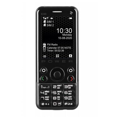 Мобільний телефон 2E E240 POWER Black 2.4 2 SIM 3000мА * год камера два динаміка фото №1