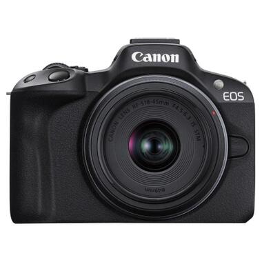 Цифрова фотокамера Canon EOS R50 RF-S 18-45 IS STM Black (5811C033) фото №1