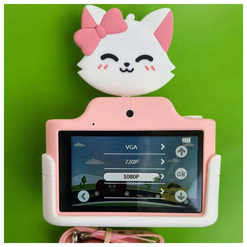 Дитяча фотокамера із сенсорним дисплеєм Epik Baby Photo Camera Cat pink/white фото №18