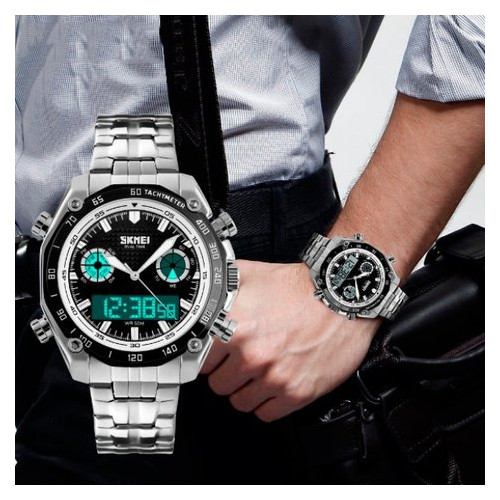 Спортивний чоловічий наручний годинник Skmei Silver 1204 фото №5
