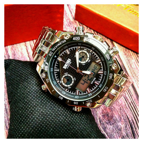 Спортивний чоловічий наручний годинник Skmei Silver 1204 фото №4