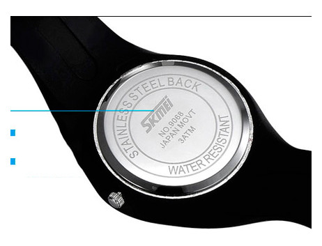 Жіночий спортивний водостійкий годинник Skmei Rubber Black II 9068 фото №4