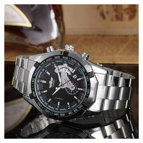 Чоловічий класичний механічний годинник Winner Titanium Silver 1038 фото №3