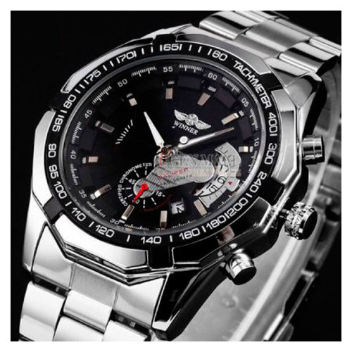Чоловічий класичний механічний годинник Winner Titanium Silver 1038 фото №8