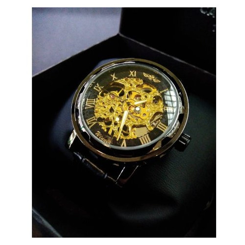 Чоловічий годинник скелетон механічний Winner Chocolate 7231 фото №7