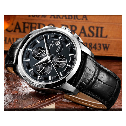 Чоловічий класичний механічний годинник Carnival Genius Black 8705 фото №10