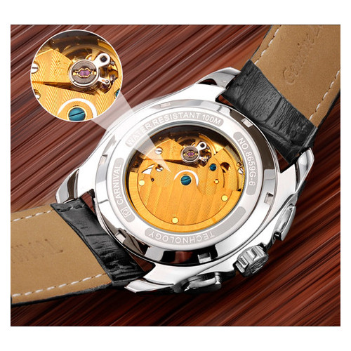 Чоловічий класичний механічний годинник Carnival Genius Black 8705 фото №11