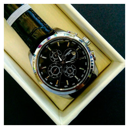 Чоловічий класичний механічний годинник Carnival Genius Black 8705 фото №7
