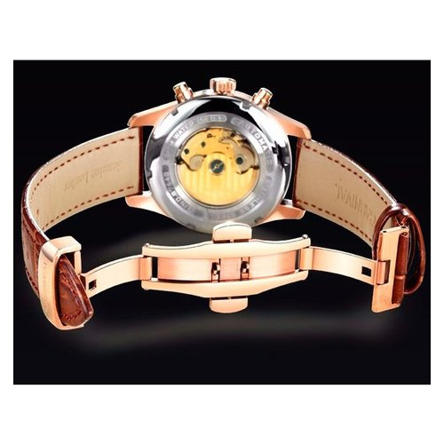 Чоловічий класичний механічний годинник Carnival Grand Brown 8701 фото №4