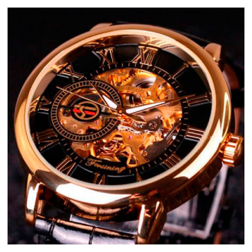 Чоловічий класичний механічний годинник Forsining Rich Black 1120 фото №10