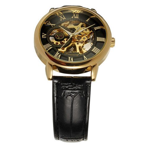 Чоловічий класичний механічний годинник Forsining Rich Black 1120 фото №6