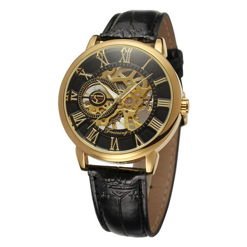 Чоловічий класичний механічний годинник Forsining Rich Black 1120 фото №1
